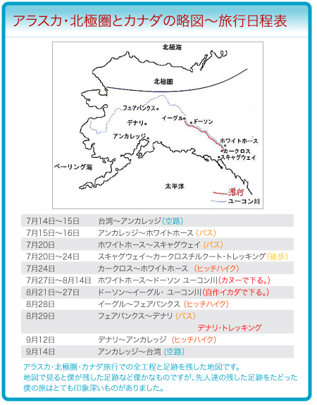 アラスカ・北極圏とカナダの略図~旅行日程表